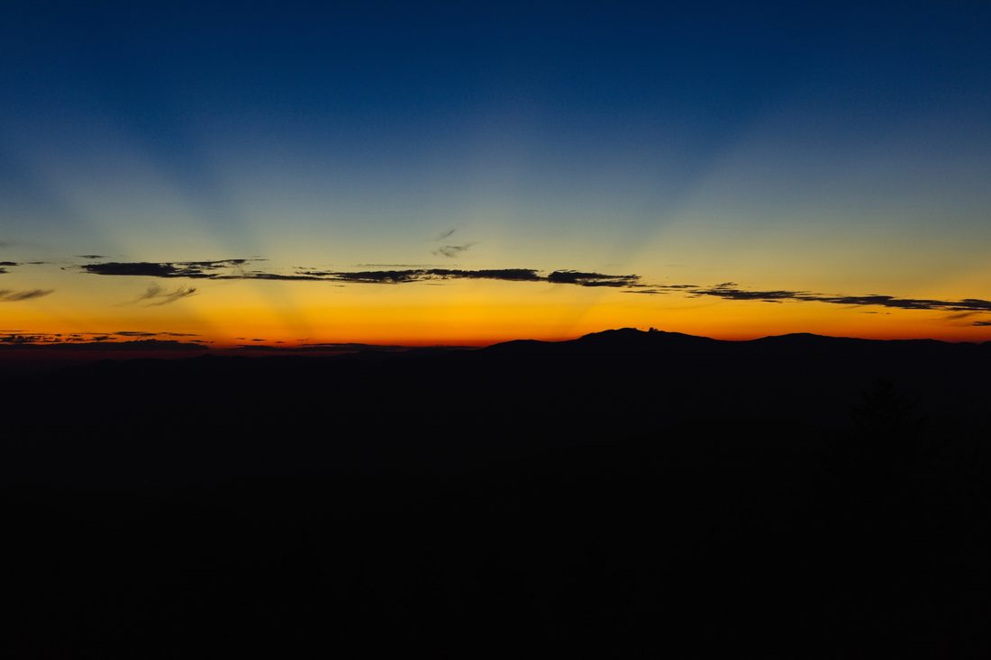 Layered Blue Ridge ridgelines in cool twilight afterglow